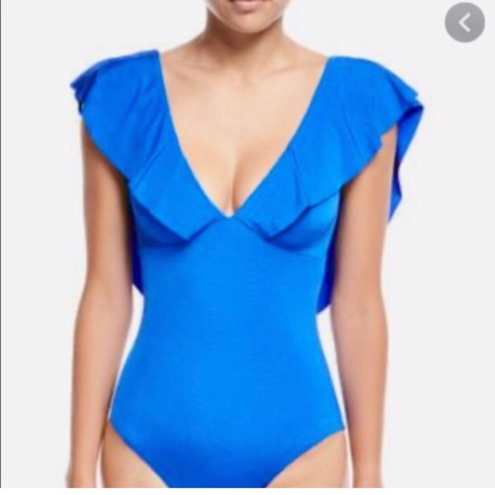NWT Trina Turk one piece ruffle trim swimsuit S M 6 8